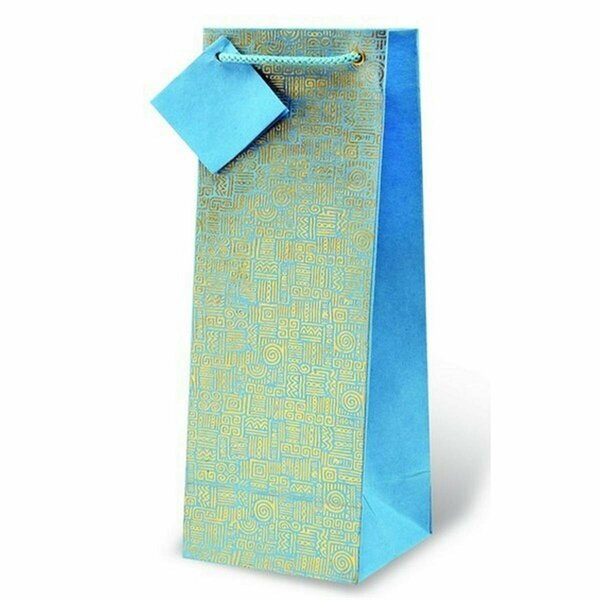 Wrap-Art Tribal Patterned Wine Bottle Gift Bag Blue 17761